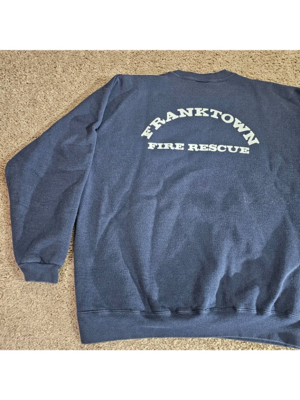 Vintage Lee Ultraweight Sweatshirt XL Blue Franktown Fire Rescue Firefighter - Picture 10 of 11